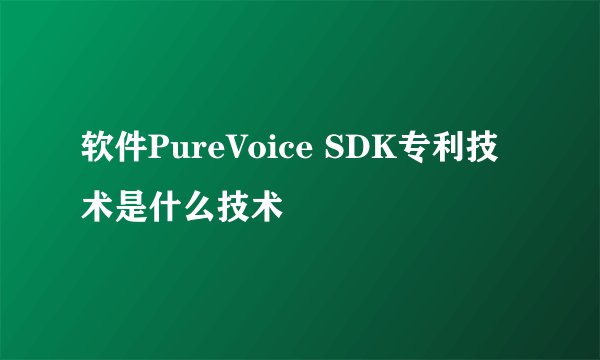 软件PureVoice SDK专利技术是什么技术