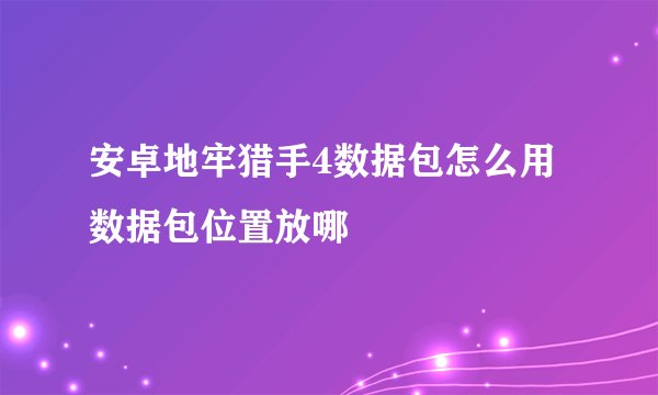 安卓地牢猎手4数据包怎么用 数据包位置放哪
