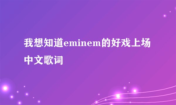 我想知道eminem的好戏上场中文歌词