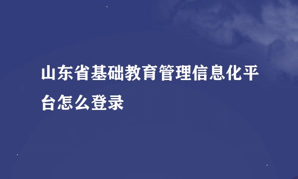 山东省基础教育管理信息化平台怎么登录