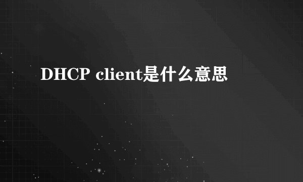 DHCP client是什么意思