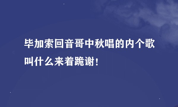 毕加索回音哥中秋唱的内个歌叫什么来着跪谢！