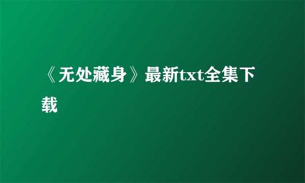 《无处藏身》最新txt全集下载