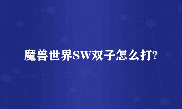 魔兽世界SW双子怎么打?