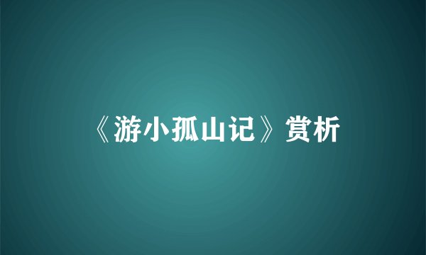 《游小孤山记》赏析