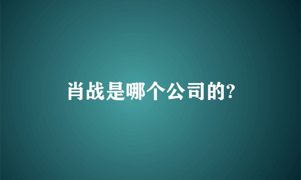肖战是哪个公司的?