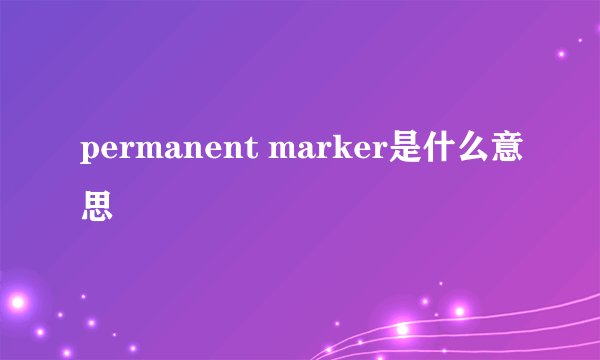 permanent marker是什么意思