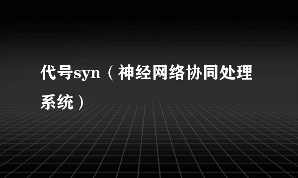 代号syn（神经网络协同处理系统）
