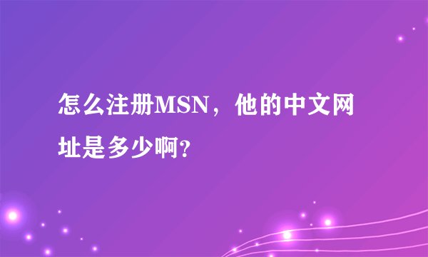 怎么注册MSN，他的中文网址是多少啊？
