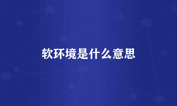 软环境是什么意思