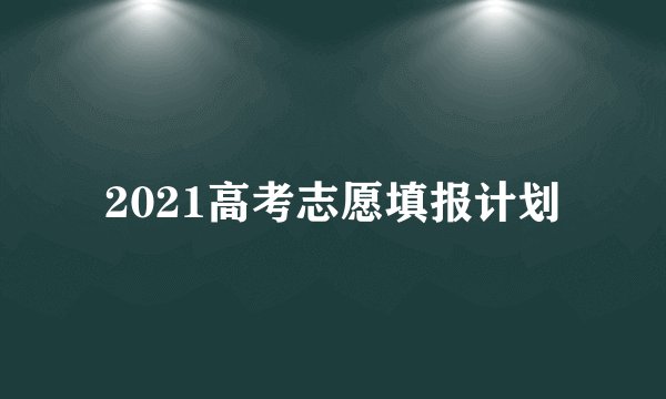 2021高考志愿填报计划