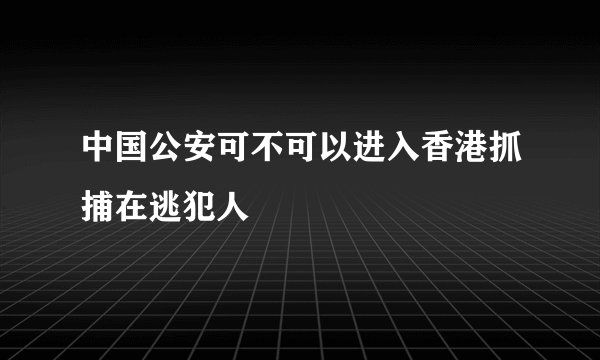 中国公安可不可以进入香港抓捕在逃犯人