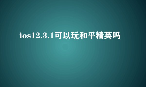 ios12.3.1可以玩和平精英吗