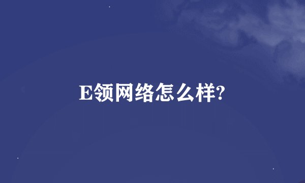 E领网络怎么样?