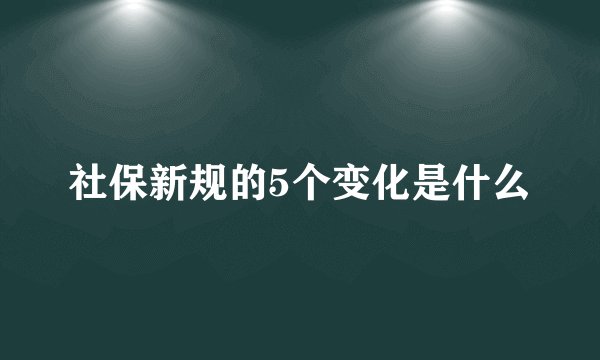 社保新规的5个变化是什么