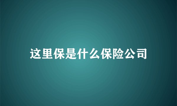 这里保是什么保险公司