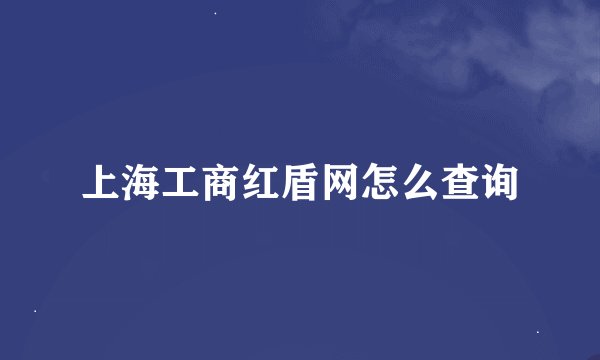 上海工商红盾网怎么查询