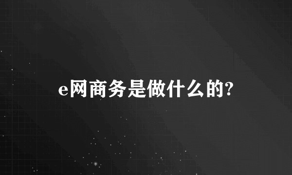 e网商务是做什么的?