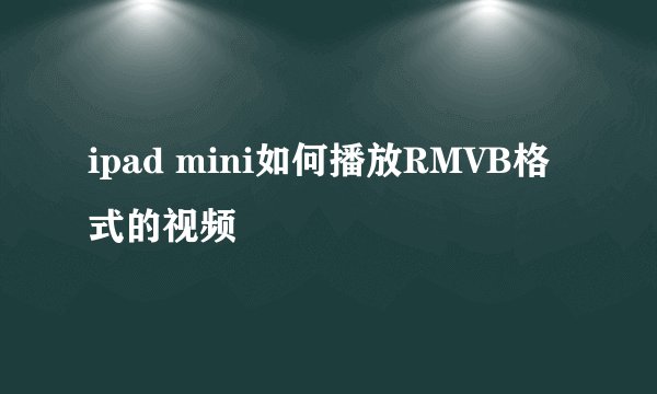 ipad mini如何播放RMVB格式的视频
