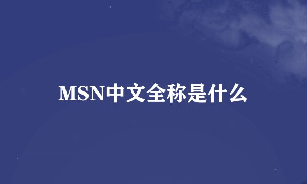MSN中文全称是什么