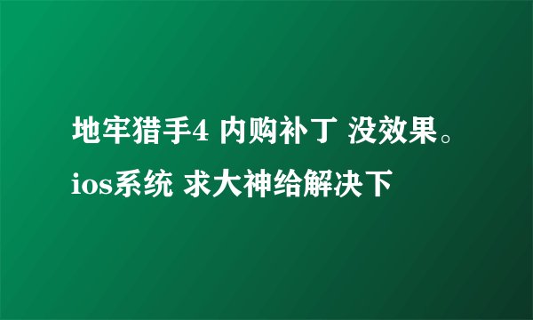 地牢猎手4 内购补丁 没效果。ios系统 求大神给解决下