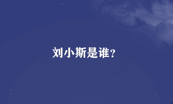 刘小斯是谁？