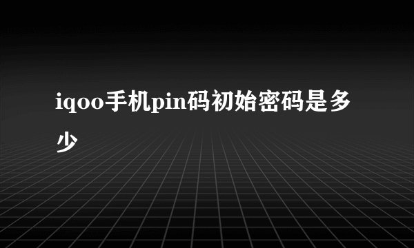 iqoo手机pin码初始密码是多少