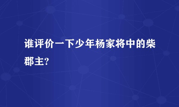 谁评价一下少年杨家将中的柴郡主?