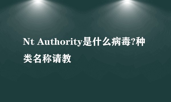 Nt Authority是什么病毒?种类名称请教