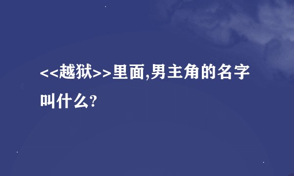 <<越狱>>里面,男主角的名字叫什么?