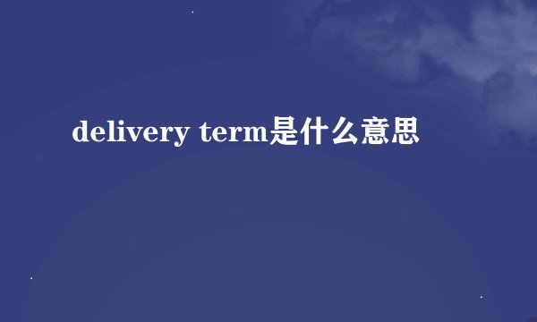 delivery term是什么意思