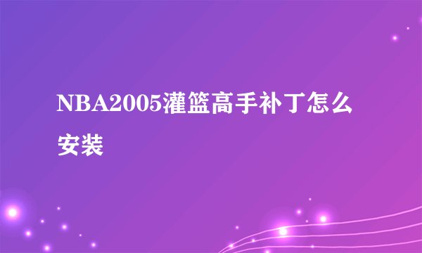 NBA2005灌篮高手补丁怎么安装