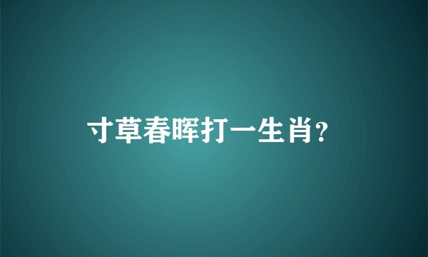 寸草春晖打一生肖？
