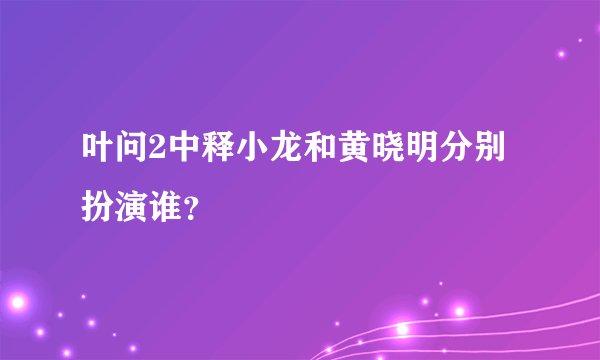 叶问2中释小龙和黄晓明分别扮演谁？