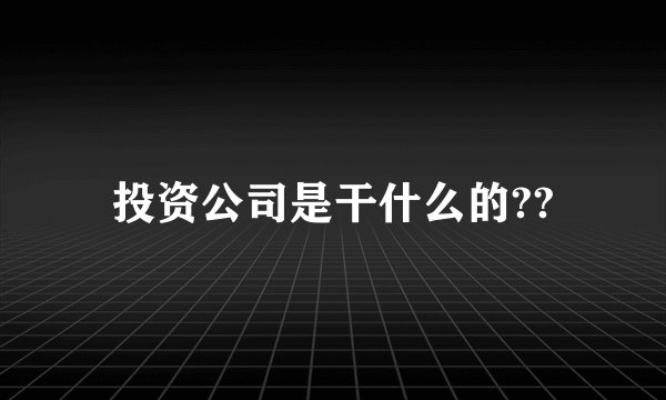 投资公司是干什么的??