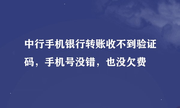 中行手机银行转账收不到验证码，手机号没错，也没欠费