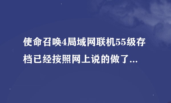 使命召唤4局域网联机55级存档已经按照网上说的做了，还是不管，而且原来的也被重置了！！！！！！1