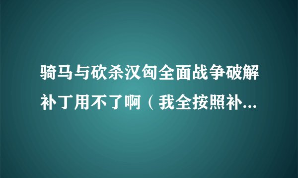骑马与砍杀汉匈全面战争破解补丁用不了啊（我全按照补丁说明上做的）