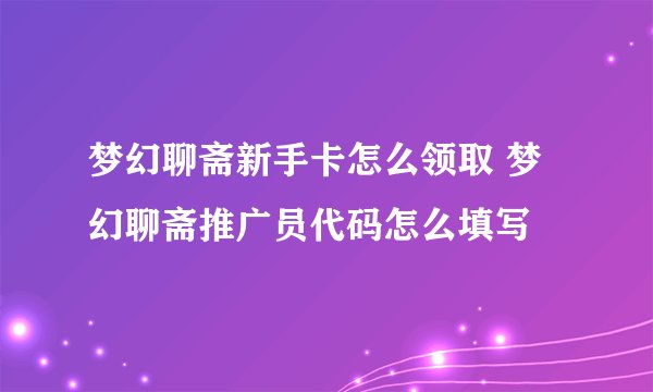 梦幻聊斋新手卡怎么领取 梦幻聊斋推广员代码怎么填写