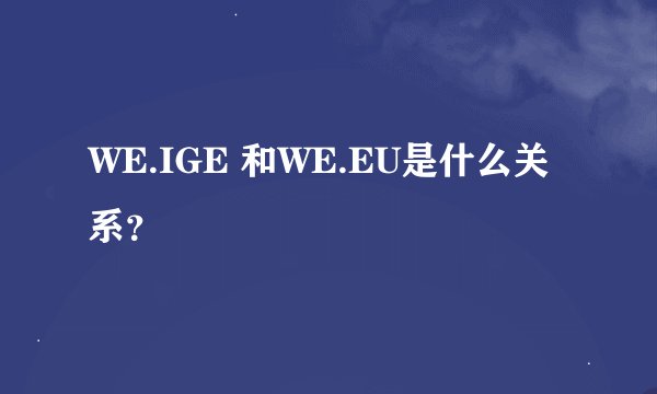 WE.IGE 和WE.EU是什么关系？