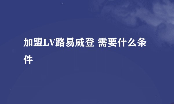 加盟LV路易威登 需要什么条件