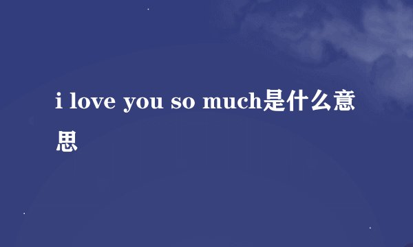 i love you so much是什么意思