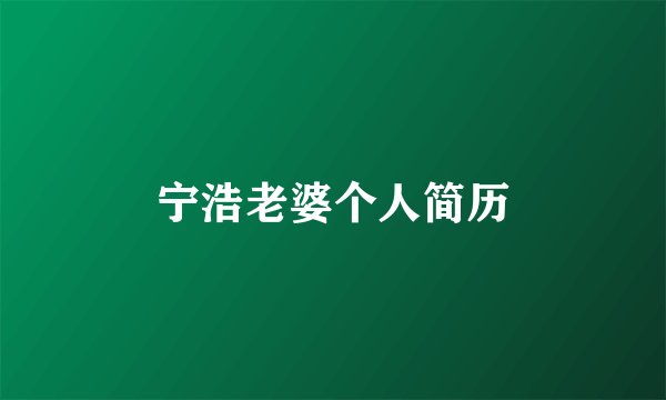 宁浩老婆个人简历