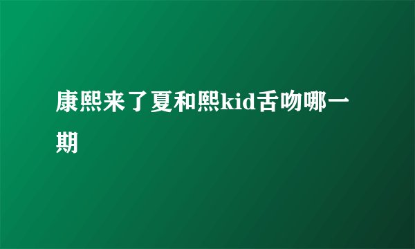 康熙来了夏和熙kid舌吻哪一期