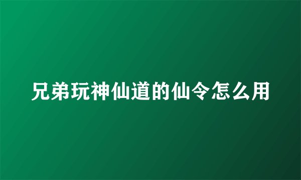 兄弟玩神仙道的仙令怎么用