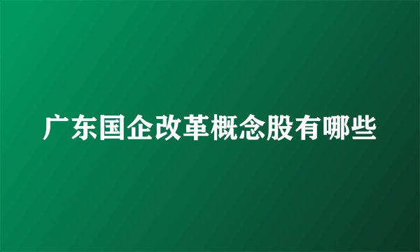 广东国企改革概念股有哪些