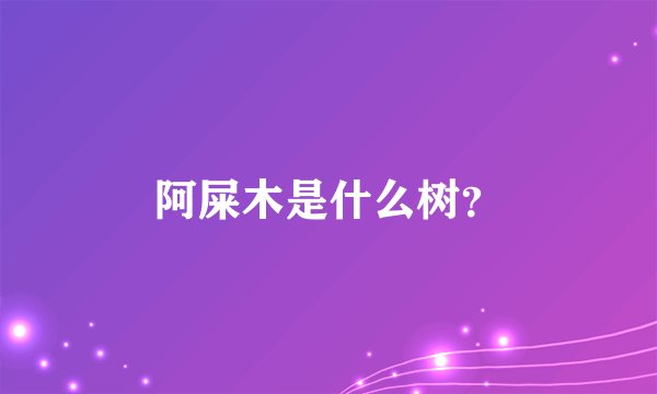 阿屎木是什么树？