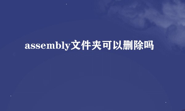 assembly文件夹可以删除吗
