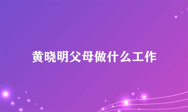 黄晓明父母做什么工作