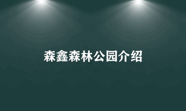 森鑫森林公园介绍